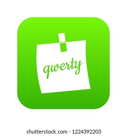 Paper sheet with text qwerty icon digital green for any design isolated on white vector illustration