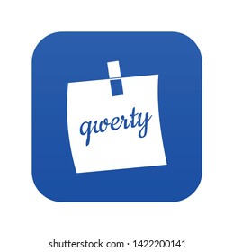 Paper sheet with text qwerty icon digital blue for any design isolated on white vector illustration