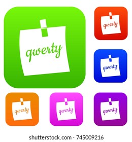 Paper sheet with text qwerty set icon color in flat style isolated on white. Collection sings vector illustration