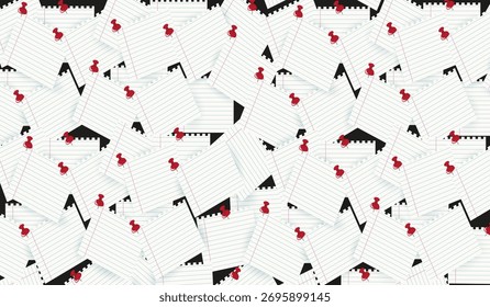 Fundo da textura da folha de papel. Tela de fundo de ilustração de vetor do modelo de lista de memorando. Observe o design do modelo de plano de fundo da folha de bloco de notas. EPS 10