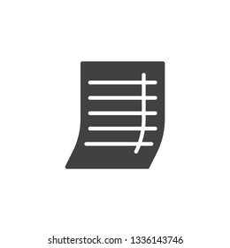 Paper sheet vector icon. filled flat sign for mobile concept and web design. List page glyph icon. Symbol, logo illustration. Pixel perfect vector graphics