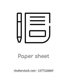 paper sheet vector line icon. Simple element illustration. paper sheet outline icon from signs concept. Can be used for web and mobile