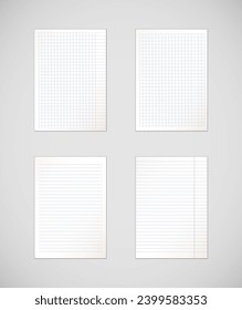 Paper sheets collection of A4 format. Isolated on background.
