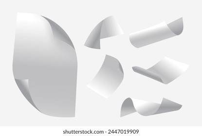 Paper Sheets Descend With A Flutter, Their Edges Sharp And Corners Creased. Realistic 3d Vector Depiction Of Notes