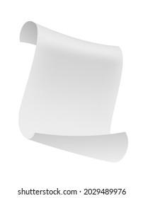 Paper sheets. Falling sheet down with curved corners. Clean blank white paper, scattered empty note, office document in air mockup, office stationery vector realistic isolated illustration