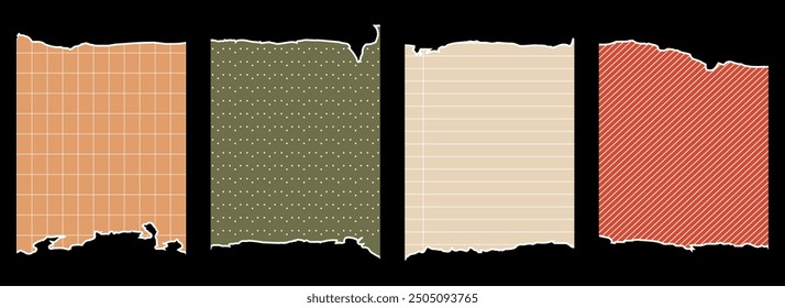 Paper sheets retro. Elements for collage vector illustration set