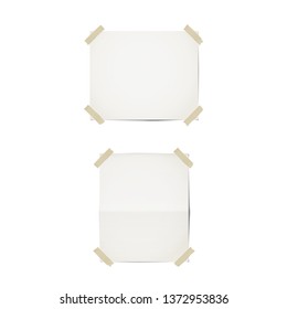 Paper sheets templates. Isolated on white. Sheets of paper and adhesive tape. Horizontal and vertical