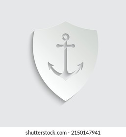 paper sheild with anchor icon vector 