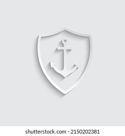 paper sheild with anchor icon vector 