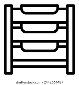 Umrissvektor des Papierregalsymbols. Office-Archivfach. Dokumentendepot-Element