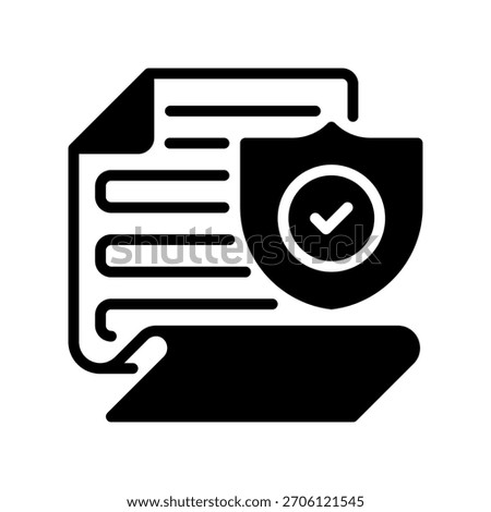 Paper with Shield Line Icon, Outline Symbol for Data Protection, Secure Documentation, Privacy Compliance, Legal Safety, and Confidential Records. Vector Sign Icon.