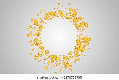 Paper Shiny Cash Vector Gray Background. Metal Money Fly Card. Golden Jackpot Brochure. Abundance Coin Cover.