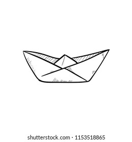 paper ship doodle icon vector