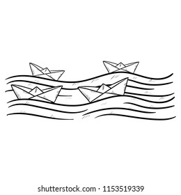 paper ship doodle icon vector 