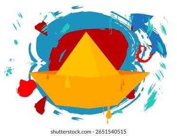 Paper ship graffiti. Abstract modern street art decoration performed in urban painting style.