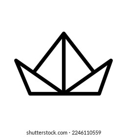 Paper ship icon line isolated on white background. Black flat thin icon on modern outline style. Linear symbol and editable stroke. Simple and pixel perfect stroke vector illustration