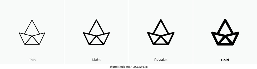 paper ship icon. Thin, Light Regular And Bold style design isolated on white background