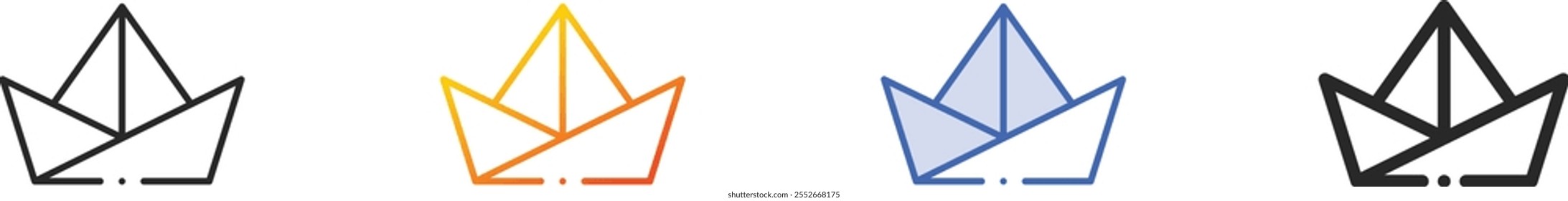 paper ship icon.Thin Linear, Gradient, Blue Stroke and bold Style Design Isolated On White Background