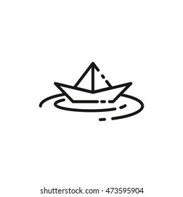 Paper ship, line icon