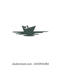 paper ship logo vector design template.