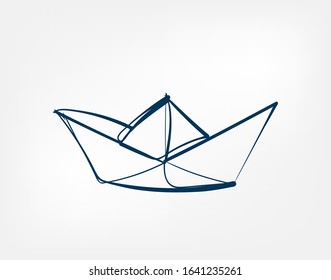 paper ship one line vector isolated design element