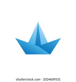 Paper Ship Origami Gradient Flat Icon Logo Illustration Vector Isolated. Origami and Paper Craft Icon-Set. Suitable for Web Design, Logo, App. 