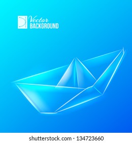 Paper ship origami. Vector illustration, contains transparencies, gradients and effects.