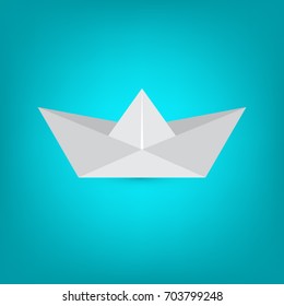 paper ship origami vector illustration