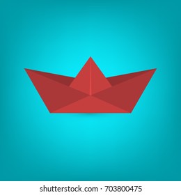 paper ship origami vector illustration
