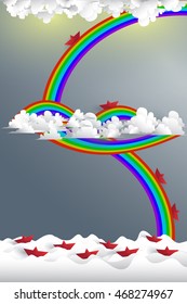 paper ship and rainbow