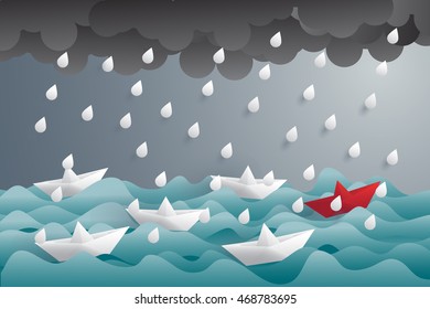paper ship with strom