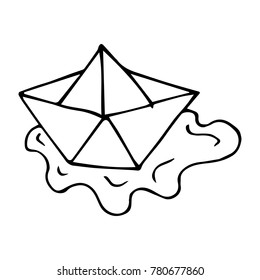 Paper ship vector illustration. Doodle style. Design, print, decor, textile, paper
