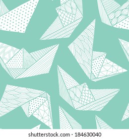 Paper ships seamless pattern