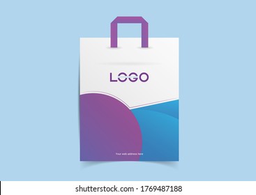 Diseño de bolsitas de compra de papel, diseño de bolsa de compras realista para marca y diseño de identidad corporativa.