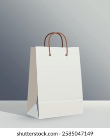 Paper shopping bag with handles. Blank mockup for branding, advertising or design. Realistic 3D illustration, perfect for stores, gifts and commercial use