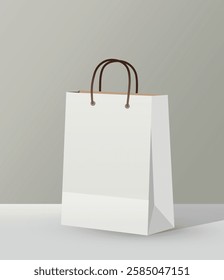 Paper shopping bag with handles. Blank mockup for branding, advertising or design. Realistic 3D illustration, perfect for stores, gifts and commercial use