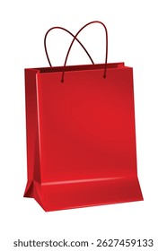 Paper shopping bag with handles. Realistic craft paper with rope handles. Shop and supermarket packet, retail packaging