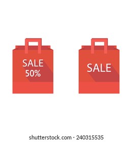 Paper shopping bag. Shopping bag icon. Flat design. Vector illustration 