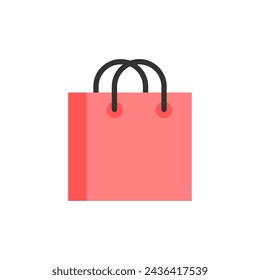 Paper Shopping Bag Icon Flat Design Style. Simple Web and Mobile Vector. Perfect Interface Illustration Symbol.