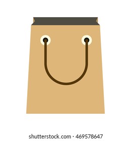 Paper shopping bag icon in flat style isolated on white background