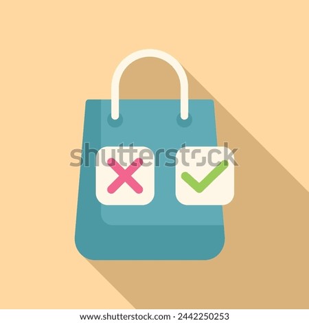 Paper shopping bag icon flat vector. Safety policy search. Control internet digital