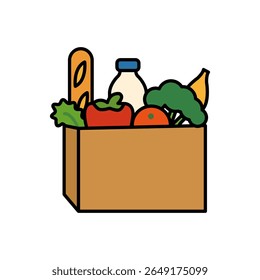 Paper Shopping Bag Icon with Groceries Inside