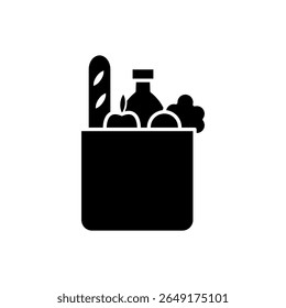 Paper Shopping Bag Icon with Groceries Inside