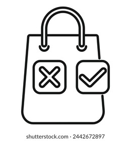 Paper shopping bag icon outline vector. Safety policy search. Control internet digital