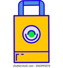 Paper shopping bag isolated vector icon on white background. Exclusive gift packaging. Retail sale advertisement and consumerism. Merchandise, marketing and branding