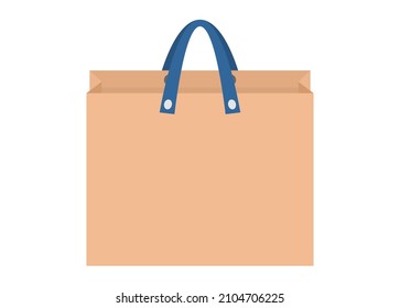 Paper shopping bag. Large size. Simple flat illustration.