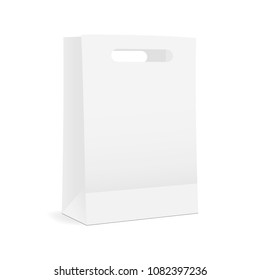 Paper shopping bag mock up - half side view. Vector illustration