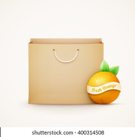 Paper shopping bag with orange eps10 vector illustration