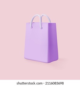 Paper shopping bag. Realistic 3d vector illustration.