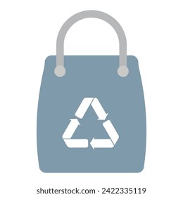 Paper shopping bag with recycling icon on white background. flat style. Bag with recycling icon for your web site design, logo, app, UI. Bag with recycling symbol. Eco bag sign. Vector illustration